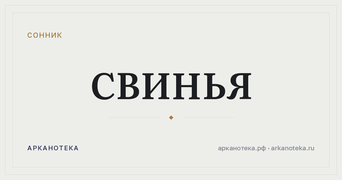 свинья — Сонник, Арканотека