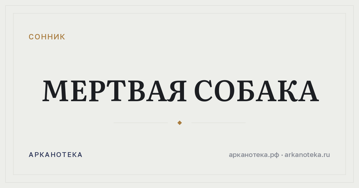 мертвая собака — Сонник, Арканотека