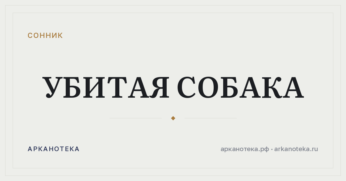 убитая собака — Сонник, Арканотека
