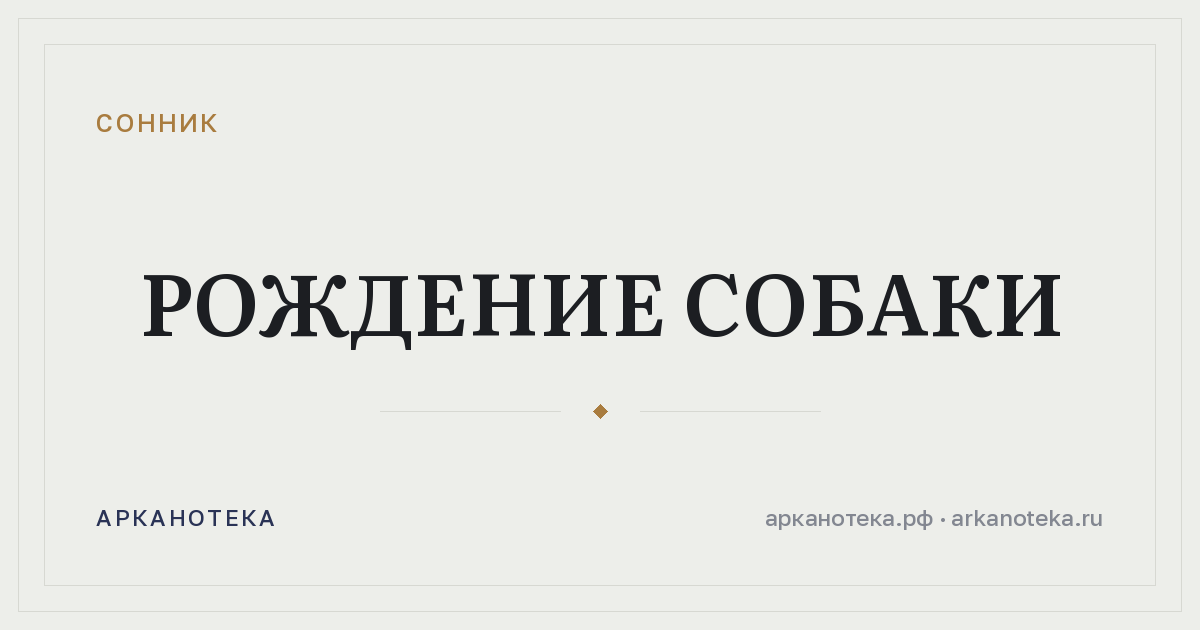 рождение собаки — Сонник, Арканотека