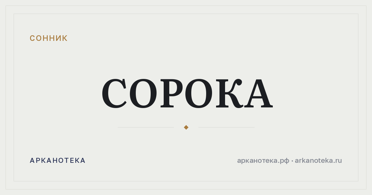 сорока — Сонник, Арканотека