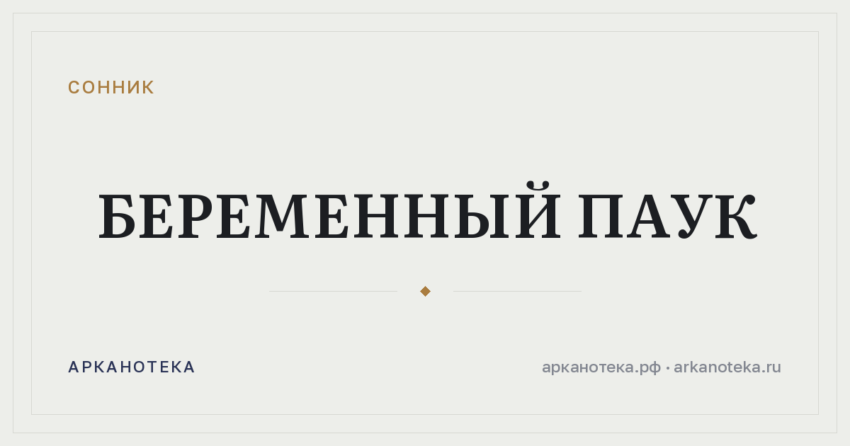 беременный паук — Сонник, Арканотека