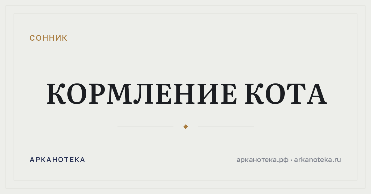 кормление кота — Сонник, Арканотека