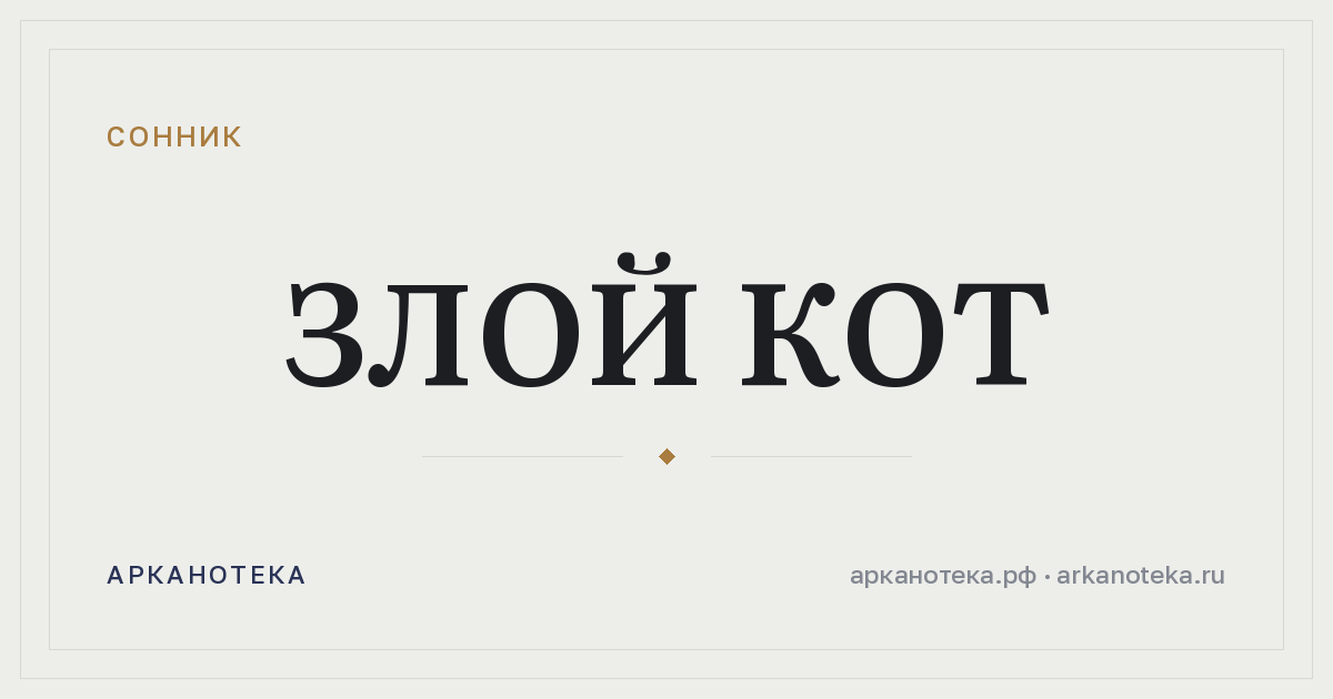 злой кот — Сонник, Арканотека