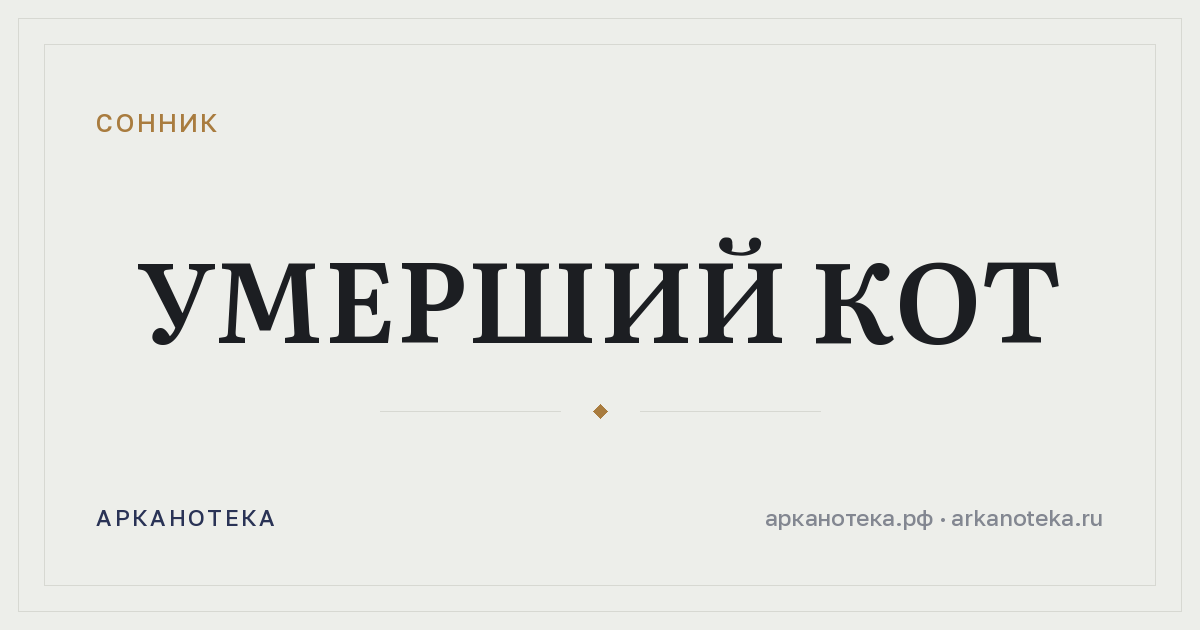умерший кот — Сонник, Арканотека