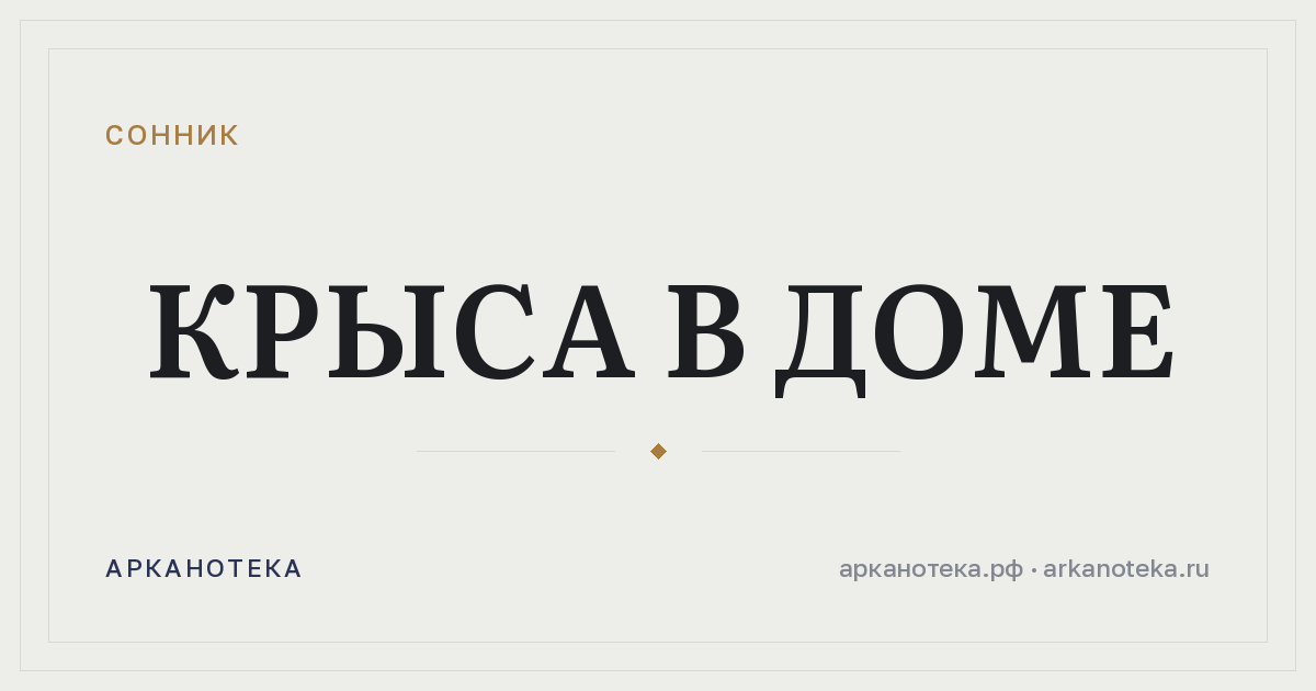 крыса в доме — Сонник, Арканотека