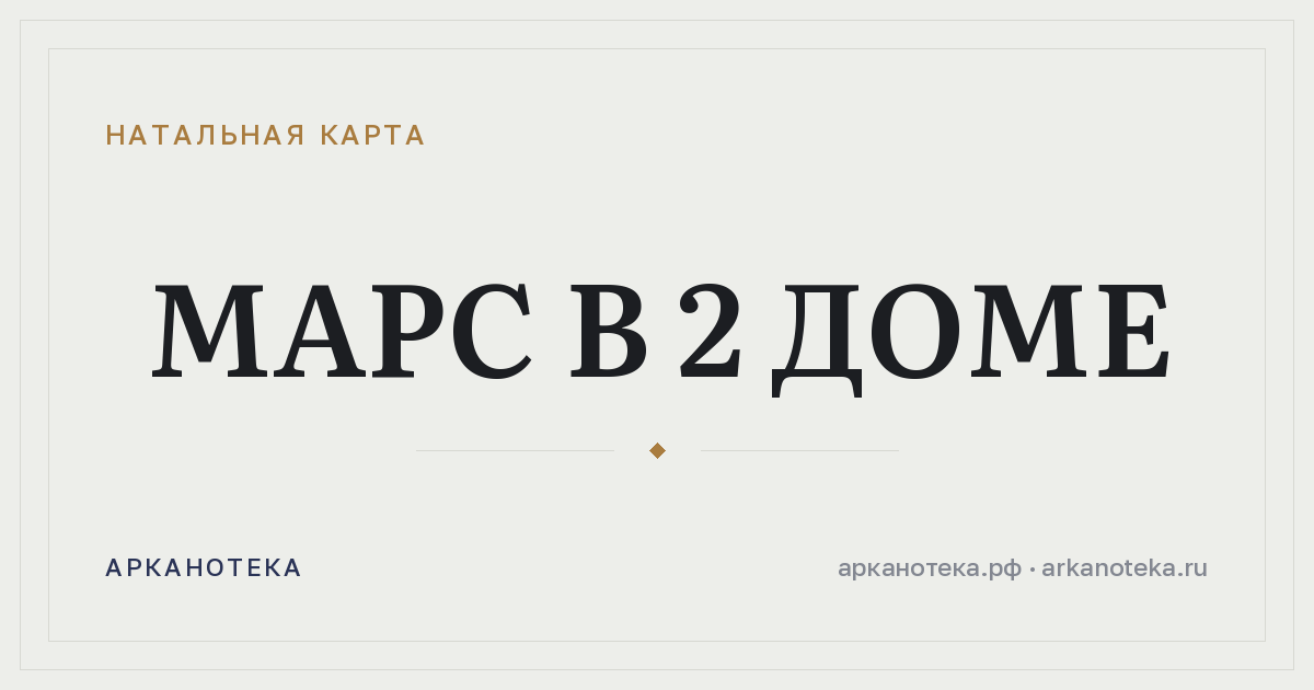 Марс в 2 доме — Натальная карта, Арканотека