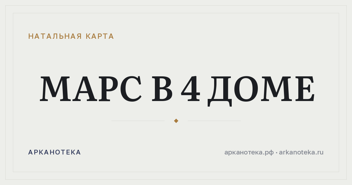 Марс в 4 доме — Натальная карта, Арканотека
