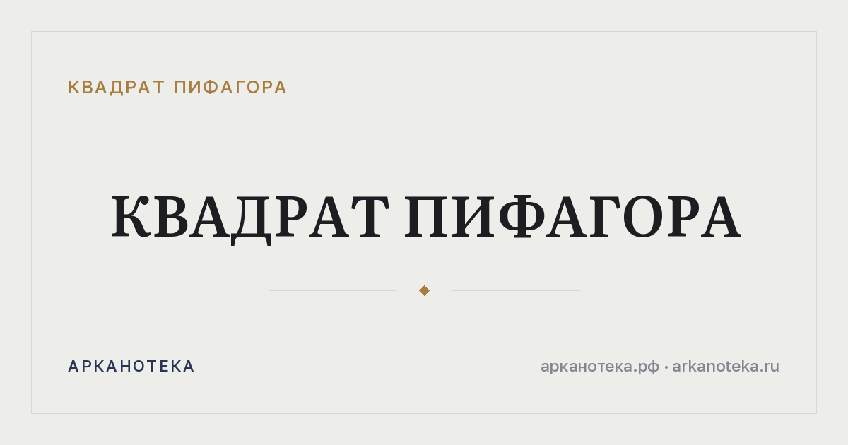 Квадрат Пифагора — Квадрат Пифагора, Арканотека
