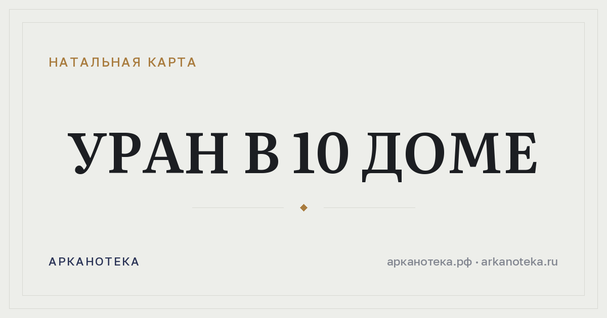 Уран в 10 доме — Натальная карта, Арканотека