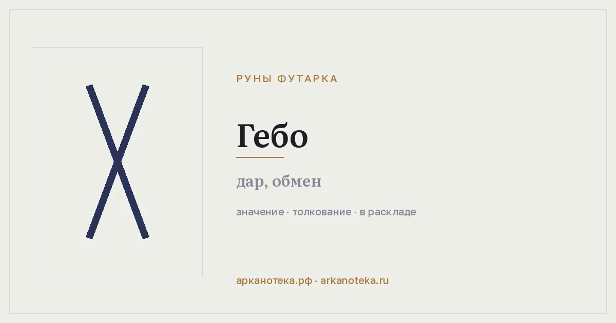 Гебо — Руны Футарка, Арканотека