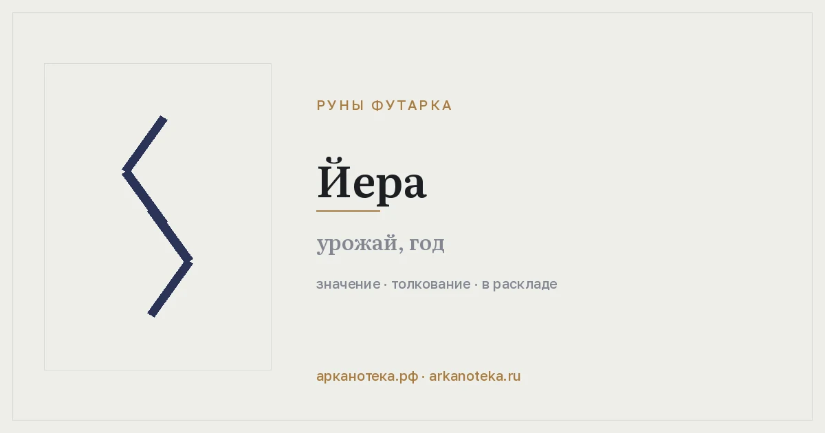 Йера — Руны Футарка, Арканотека