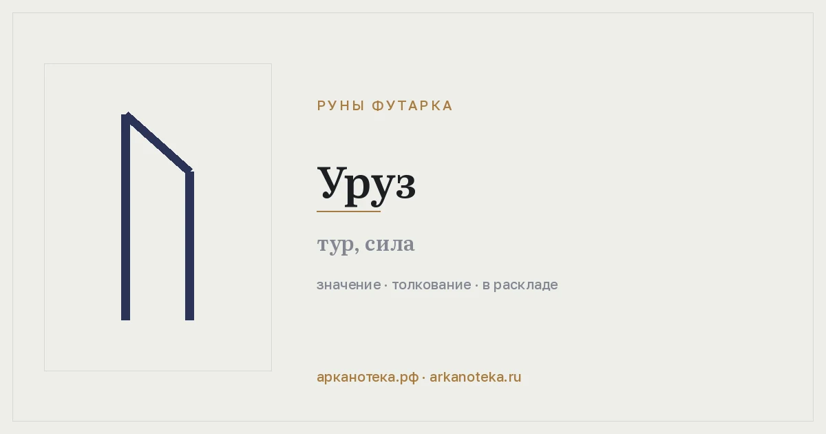 Уруз — Руны Футарка, Арканотека