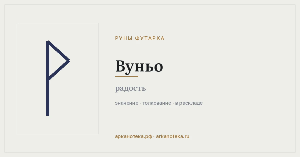 Вуньо — Руны Футарка, Арканотека