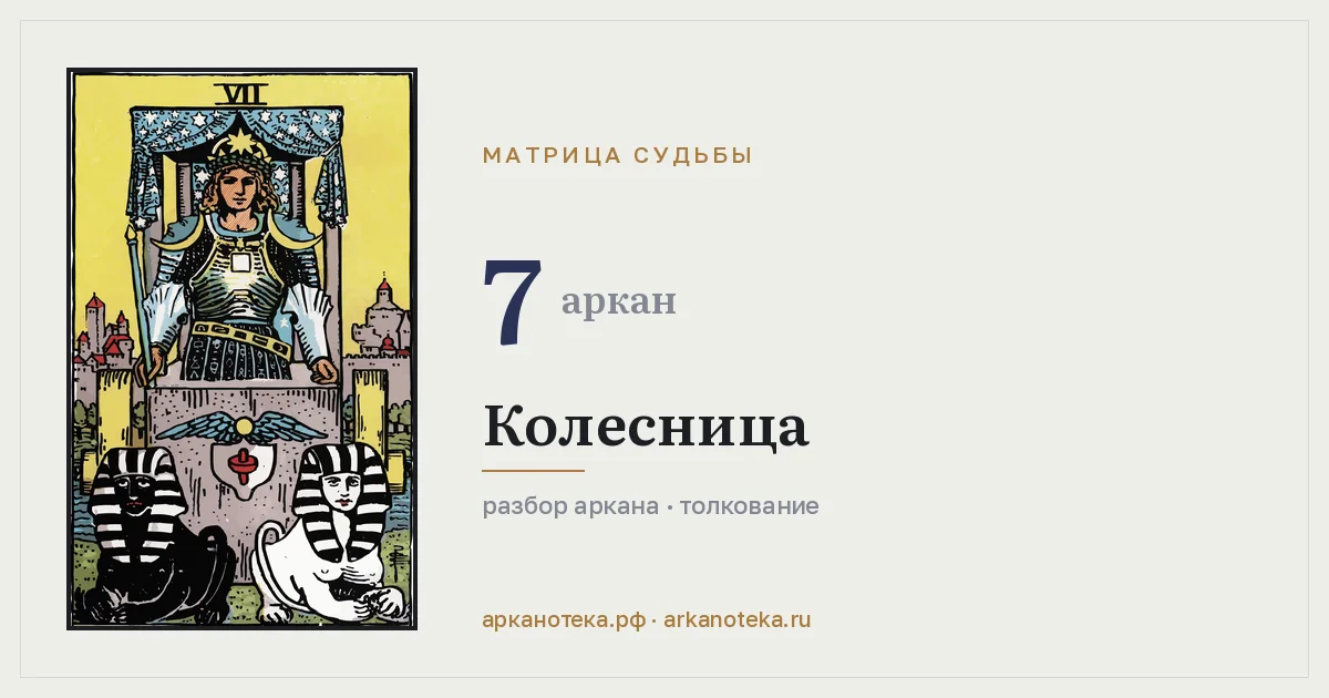 Колесница — Карты таро, Арканотека