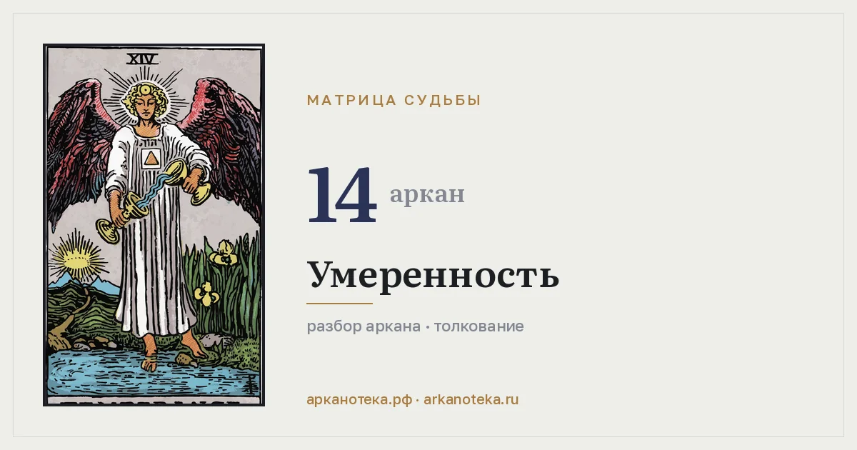 Умеренность — Карты таро, Арканотека
